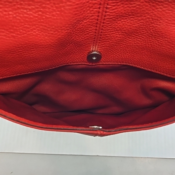 Coach Park North South Shoulder Tote Bag Red Pebbled Leather Large Purse Carry - Picture 12 of 16